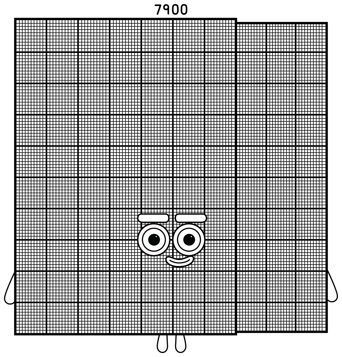 Numberblock 7900 Smiling Character 🔢✨🎓 Coloring Page