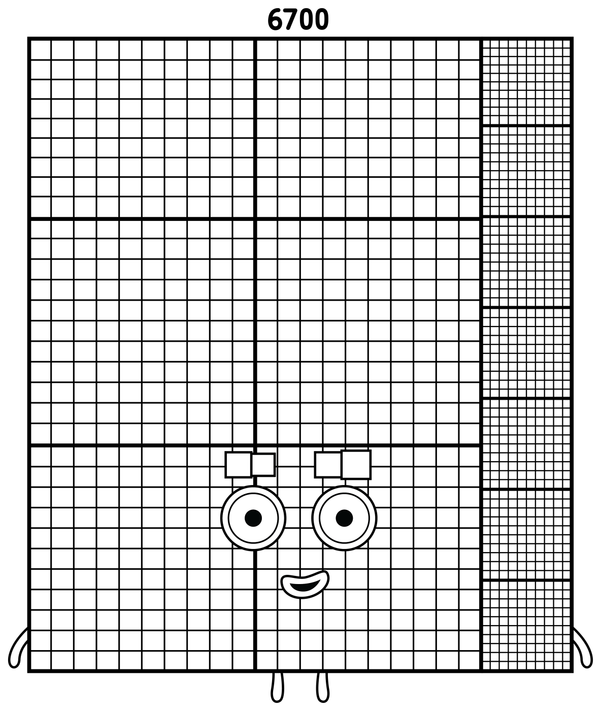 Numberblock 6700 Giant Math Friend 🔢✨🏢 Coloring Page