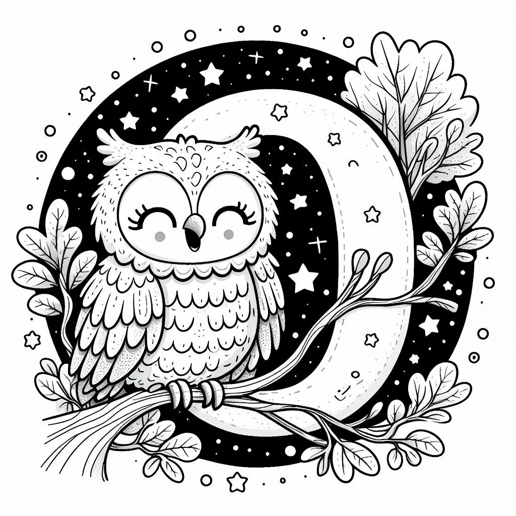 Owl with Letter O 🦉🔠 Coloring Page