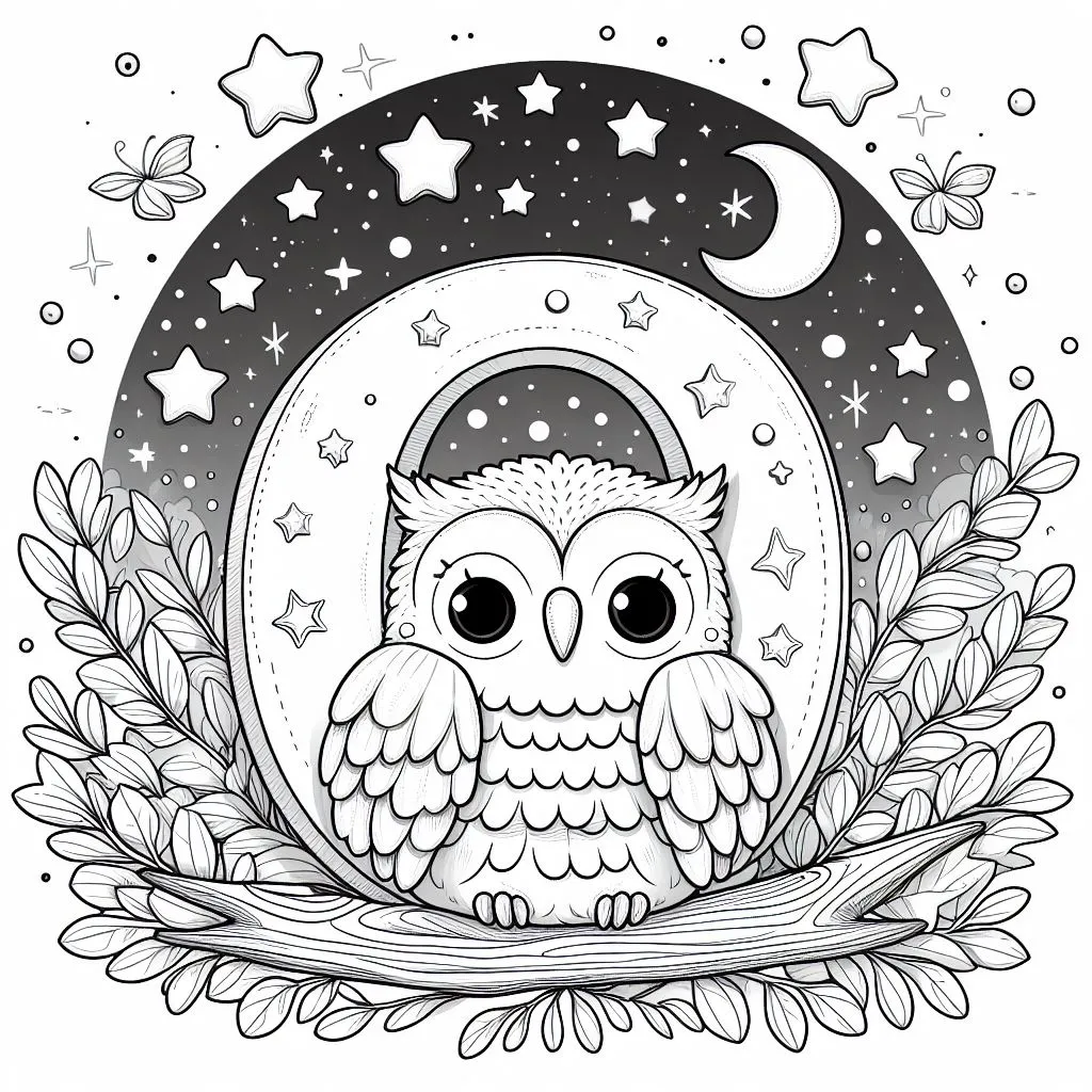 Owl with Letter O 🦉🔠 Coloring Page