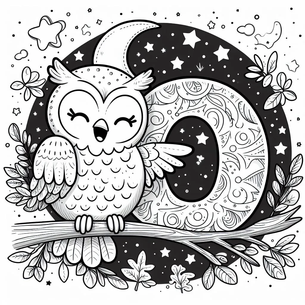 Owl with Letter O 🦉🔠 Coloring Page