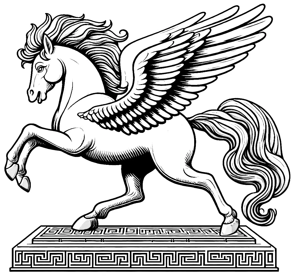 Ancient Greek Pegasus with Wings 🌟🐎 Coloring Page