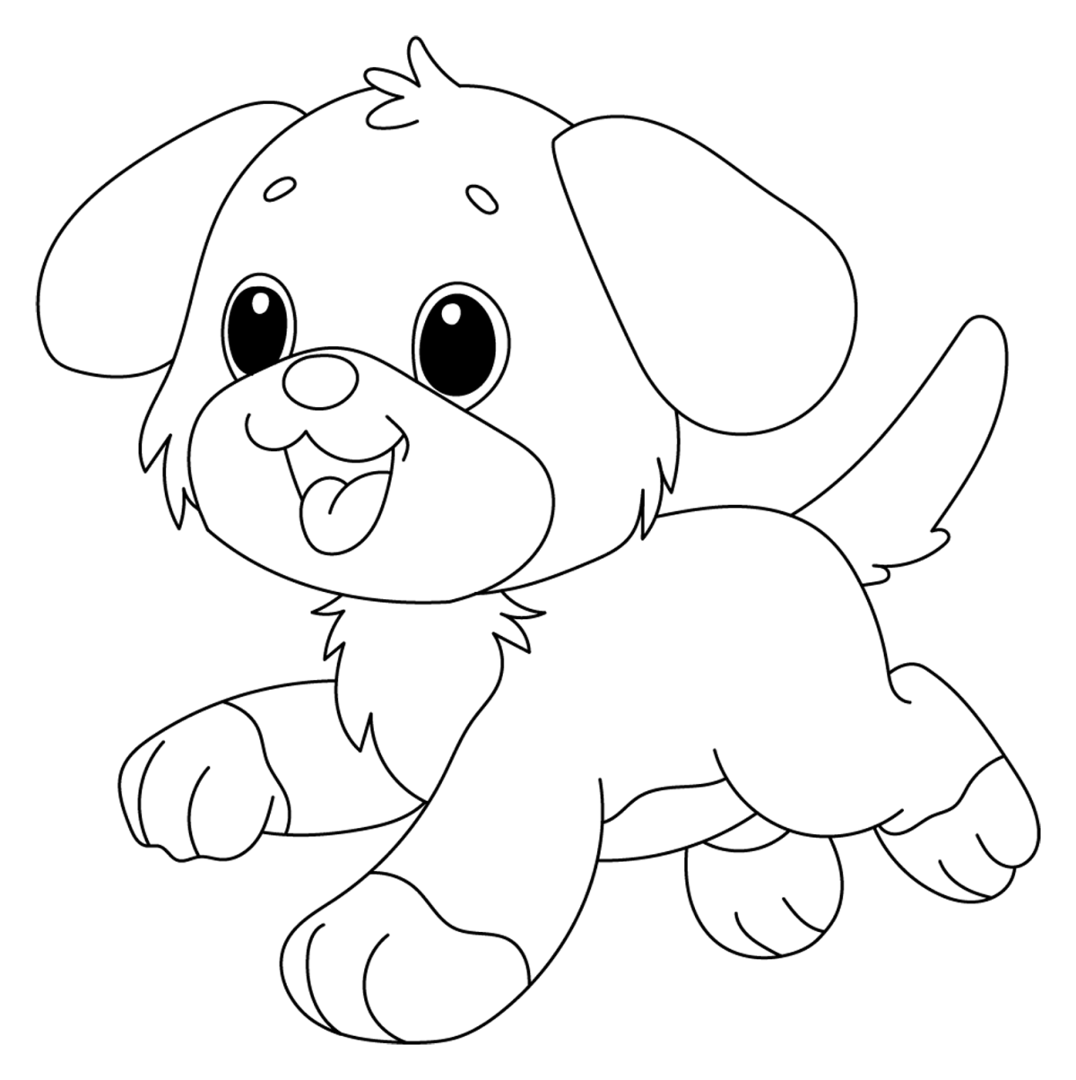Playful Puppy with a Big Smile and Wagging Tail 🐶🐾😊 Coloring Page