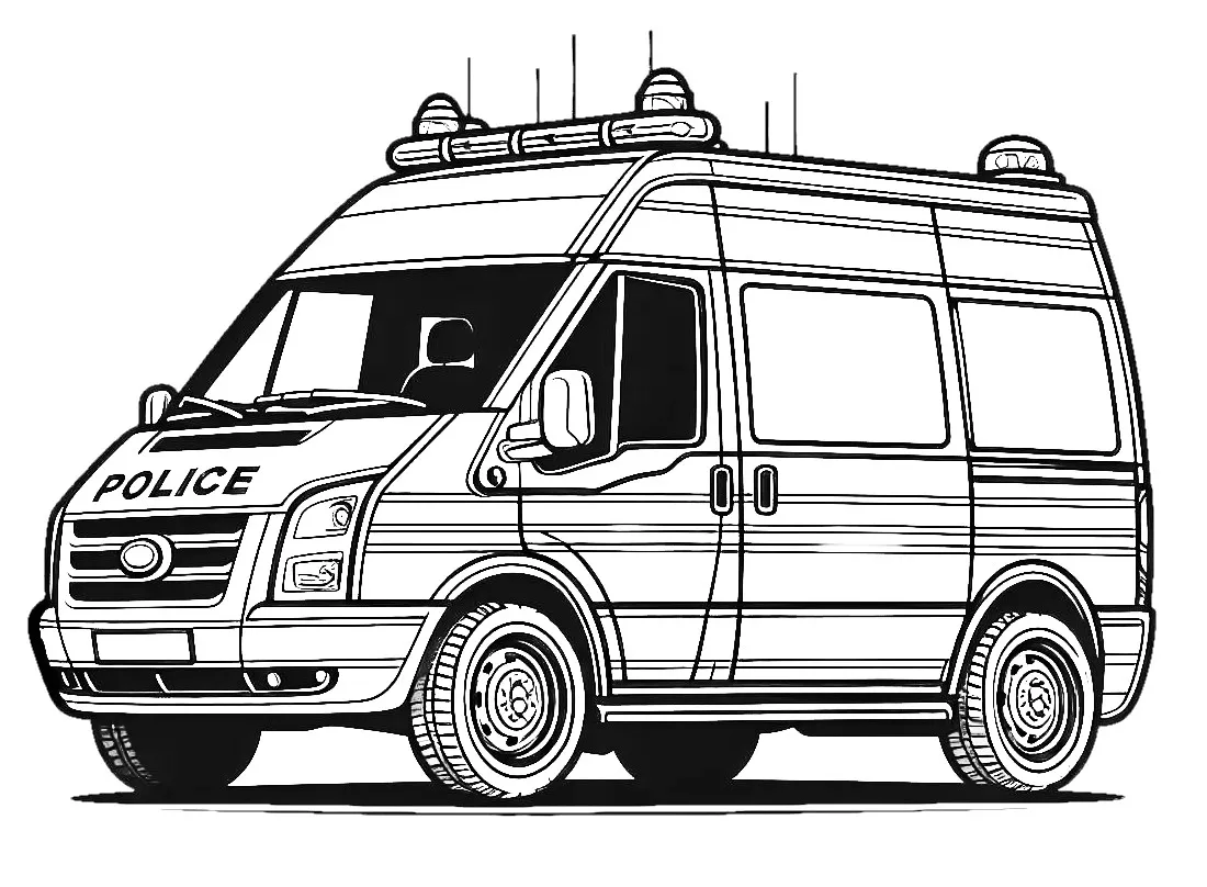 Police Van 🚔✨🚨 Coloring Page