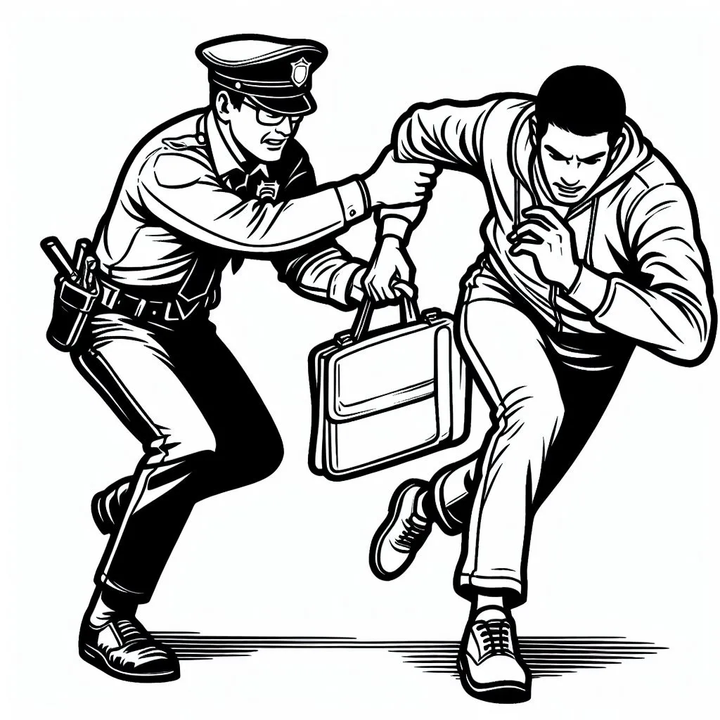 A Policeman Chasing a Thief 👮‍♂️🏃‍♂️ Coloring Page
