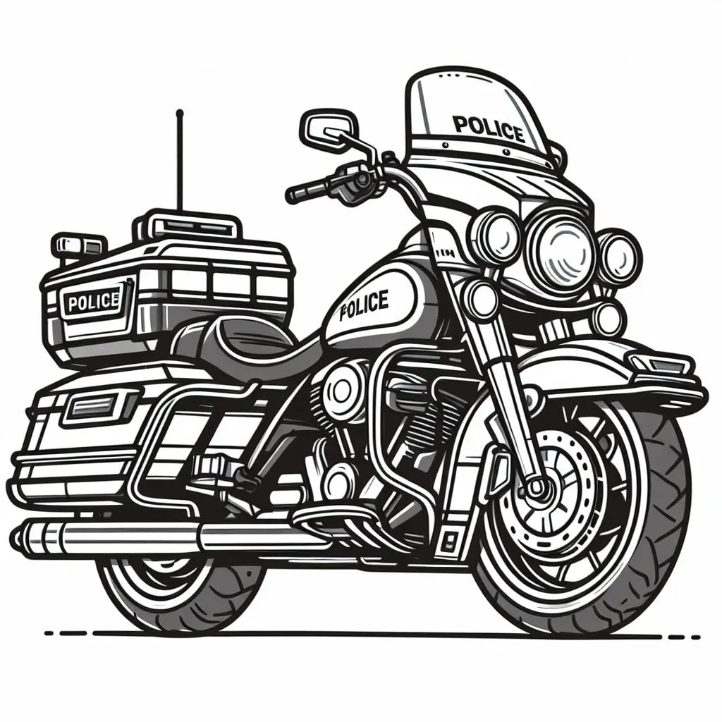 Police Motorcycle 🏍️👮‍♂️ Coloring Page