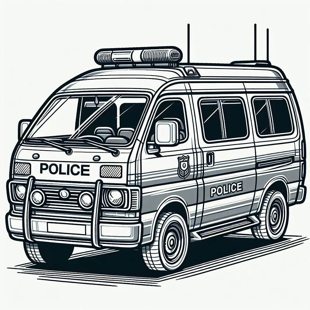 Police Van 🚓 Coloring Page