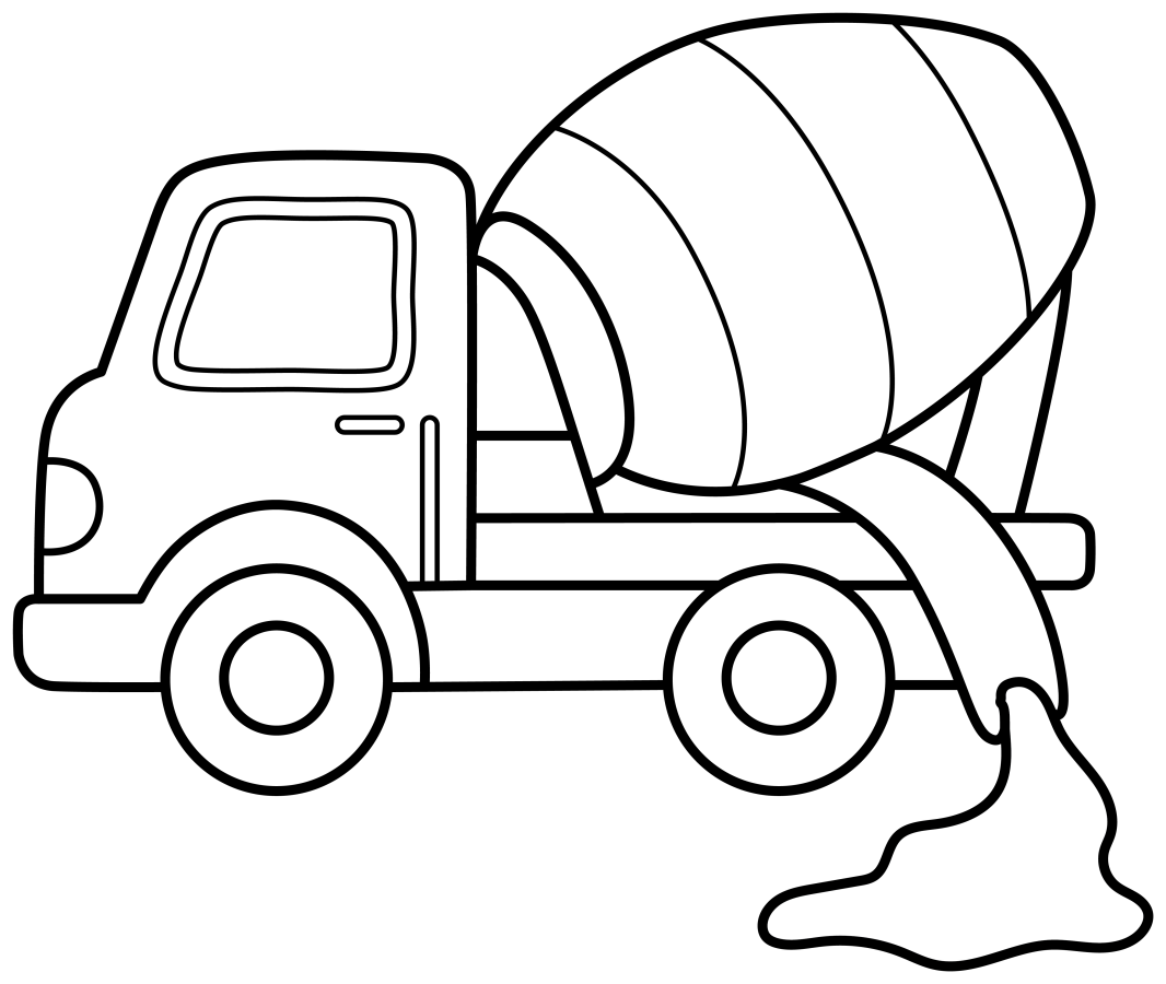 Powerful Cement Mixer Truck 🚛🏗️🛠️ Coloring Page