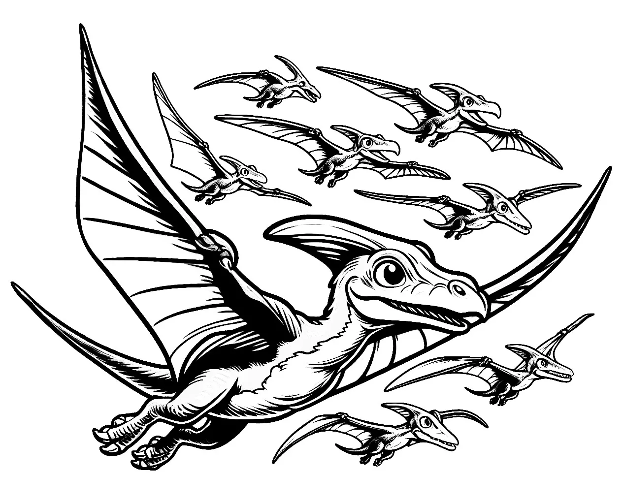 Pterosaurs Flying Dinosaurs 🦕🚀✈️ Coloring Page