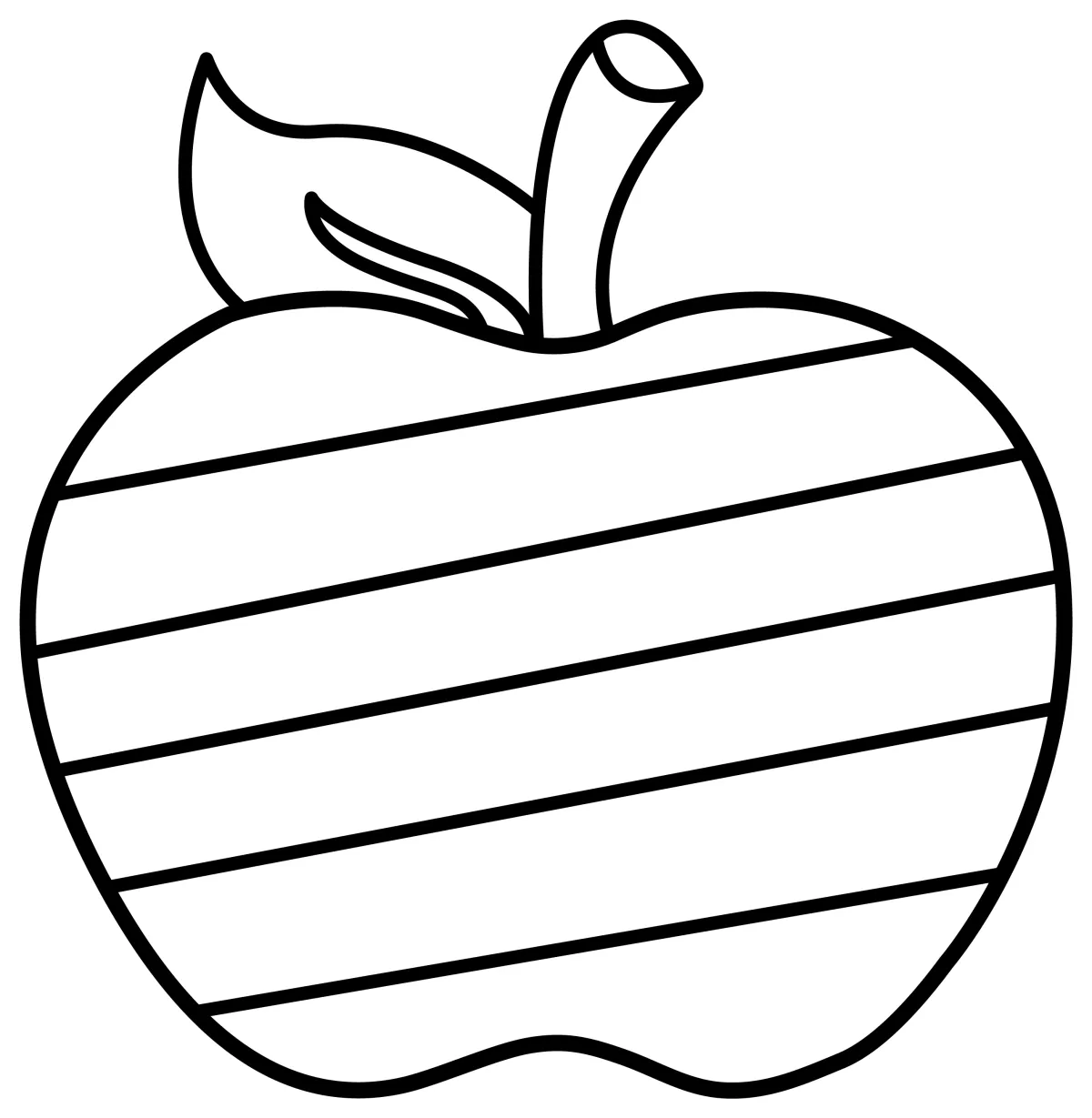 Rainbow Apple with Stem and Leaf 🍎🌈🍃 Coloring Page