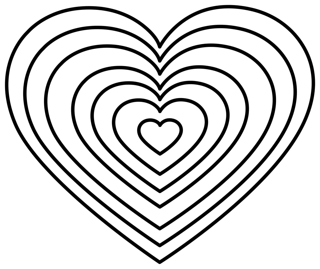 Rainbow Heart with Layered Bands 🌈💖❤️ Coloring Page
