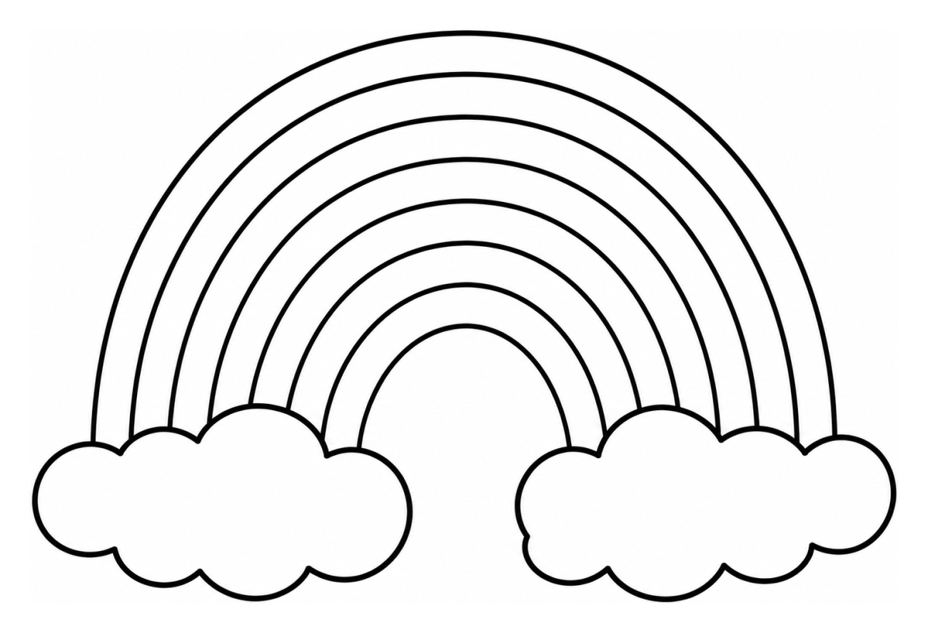 Rainbow with Clouds and Arcs of Color 🌈🌤️ Coloring Page