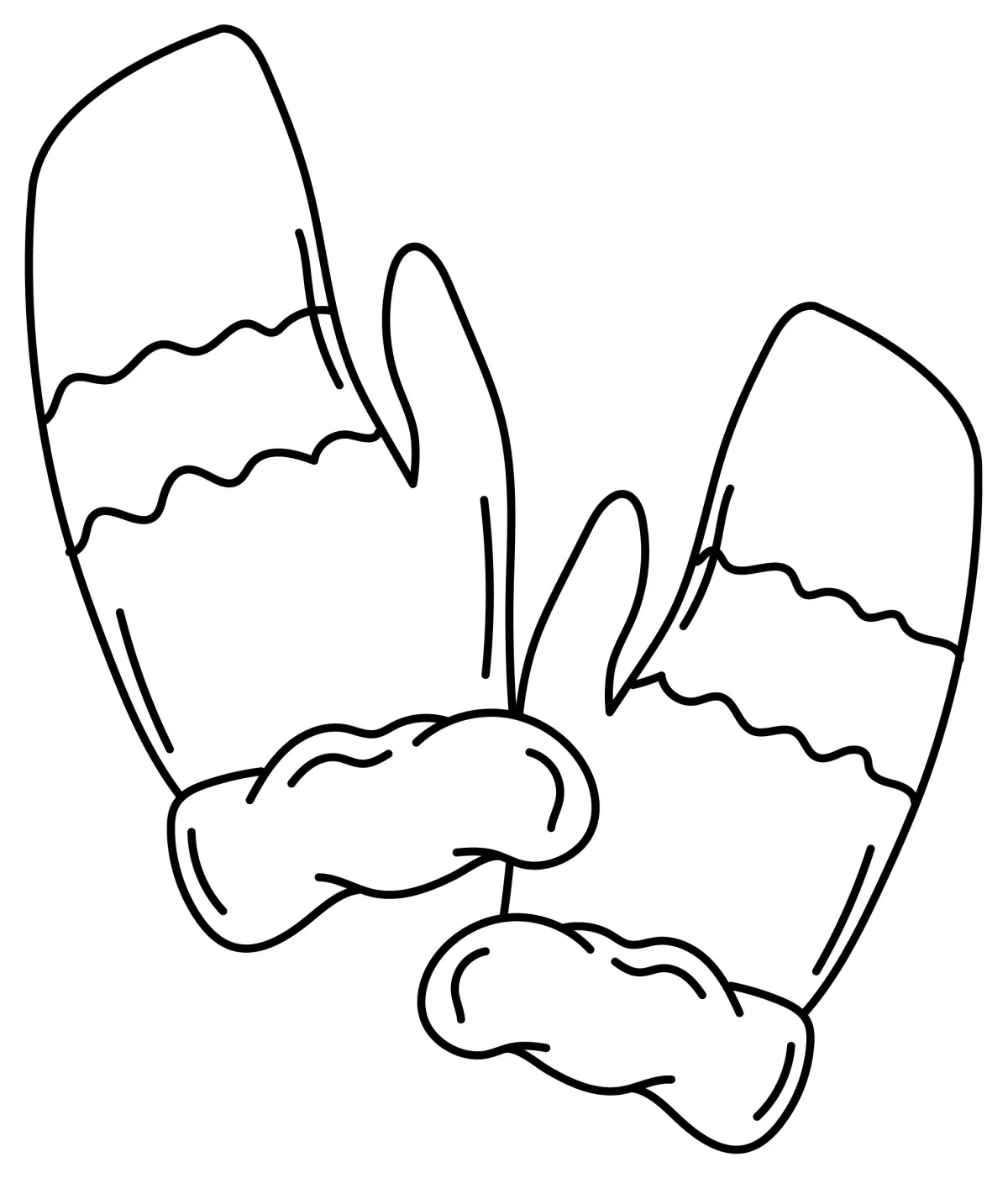 Red and White Winter Mittens 🧤🧣❄️ Coloring Page