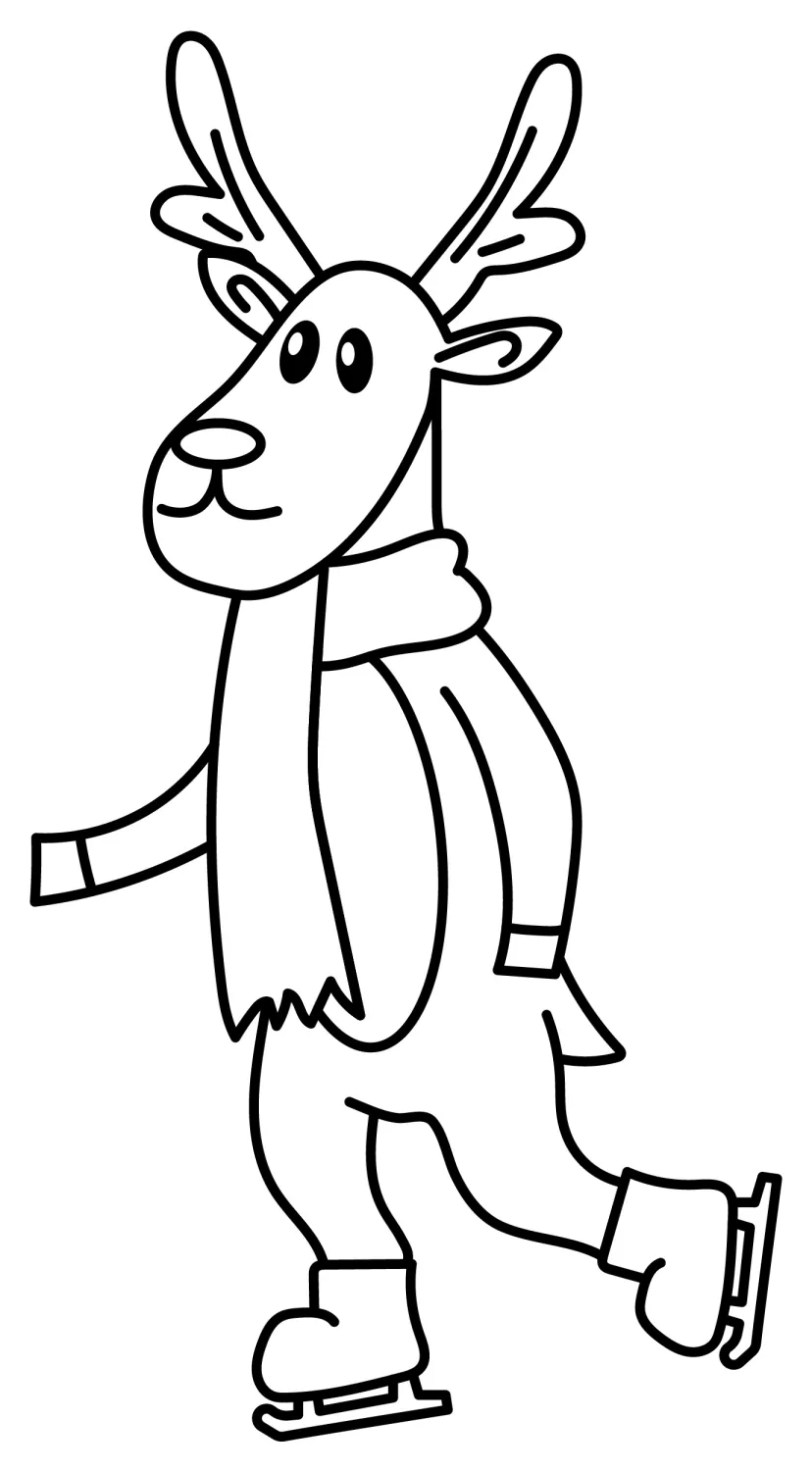 Reindeer Ice Skating 🦌❄️⛸️ Coloring Page