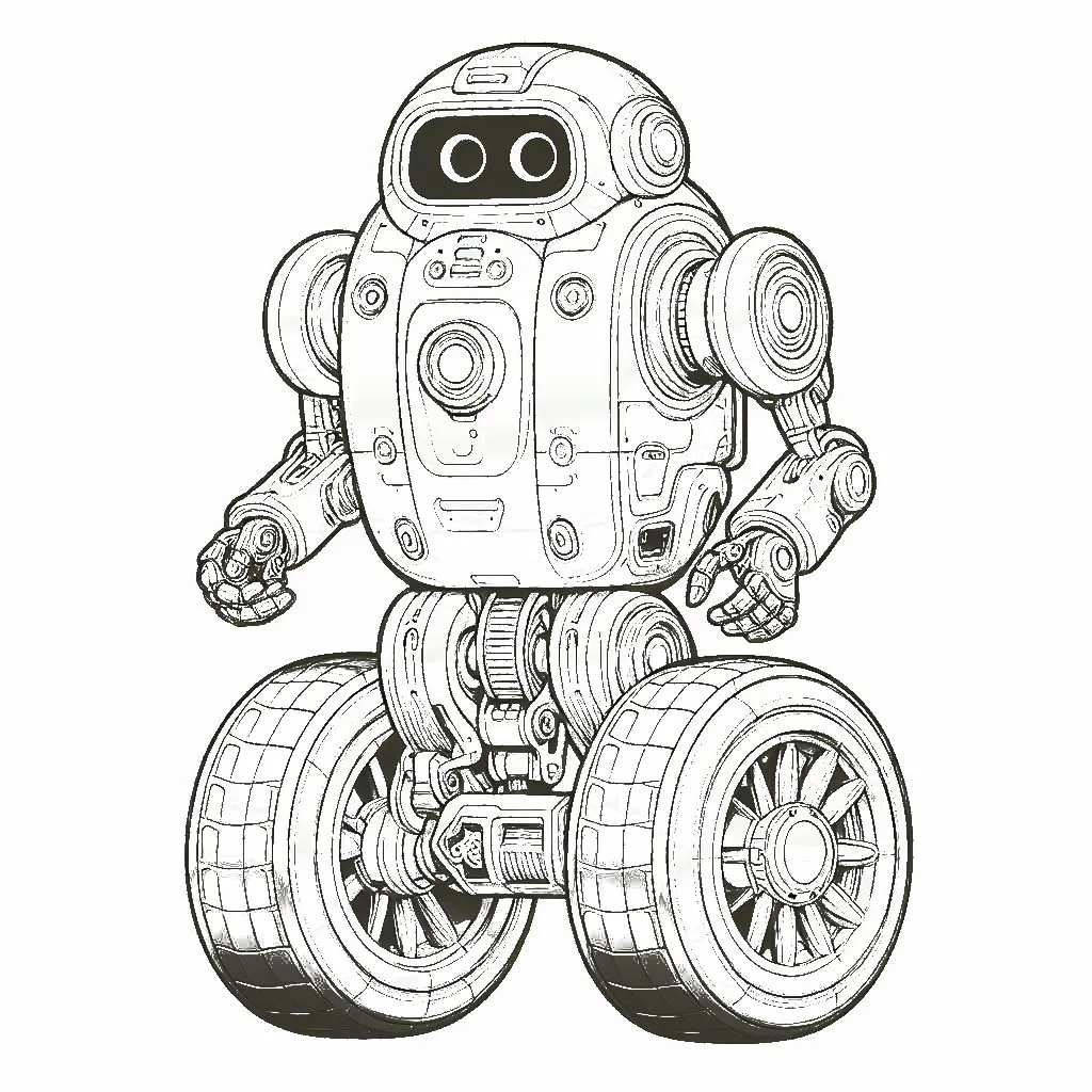 2-Wheeled Robot 🤖🏍️ Coloring Page