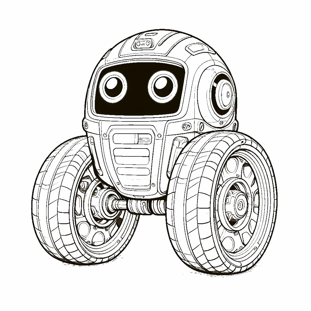 Cute 2-Wheeled Robot 🤖🏍️ Coloring Page