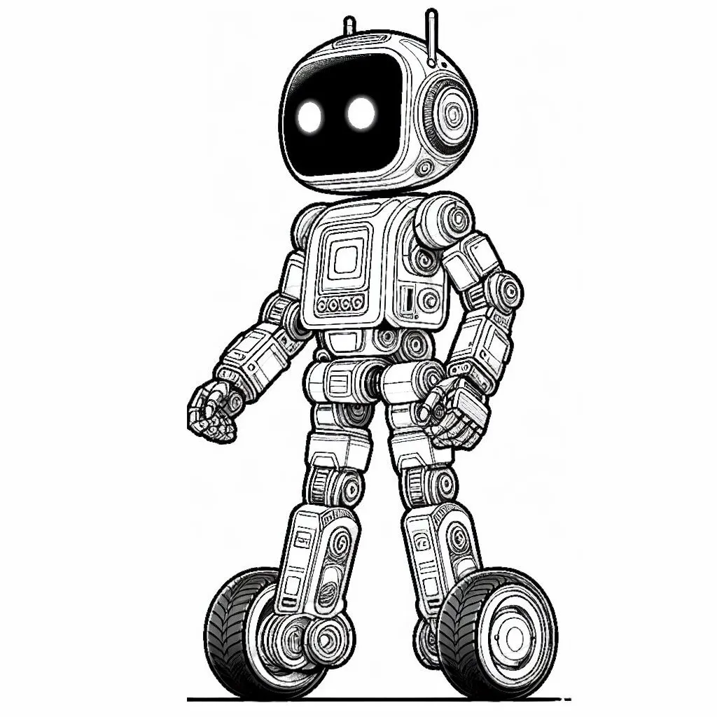 2-Wheeled Robot 🤖🏍️ Coloring Page