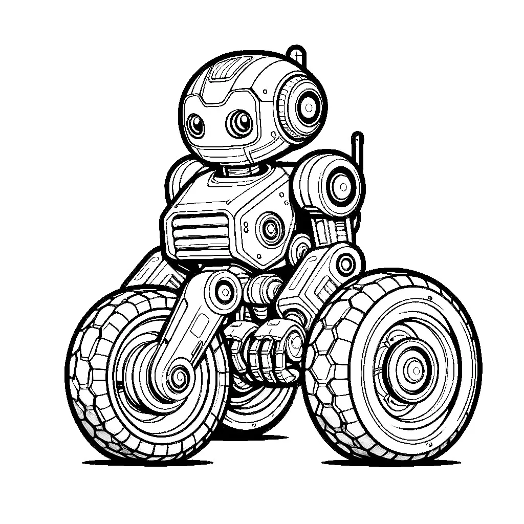 3-Wheeled Robot 🤖🚗🚗 Coloring Page