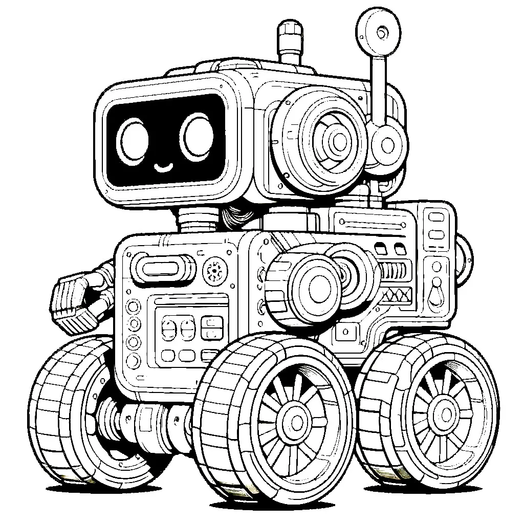 Wheeled Robot 🤖🚗 Coloring Page
