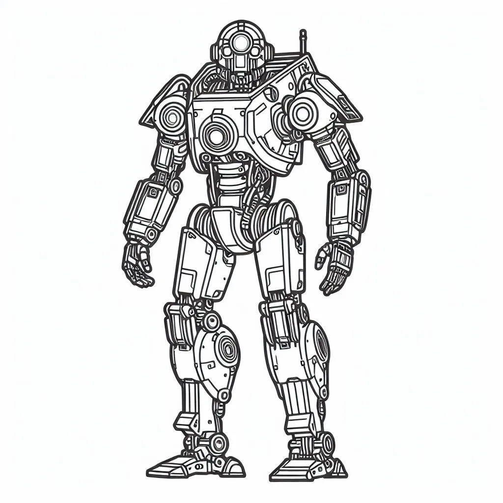 Robot Standing 🤖 Coloring Page