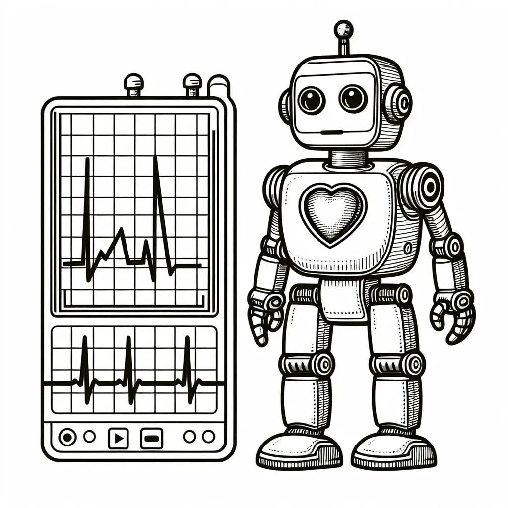 Robot with Heart 🤖💖 Coloring Page