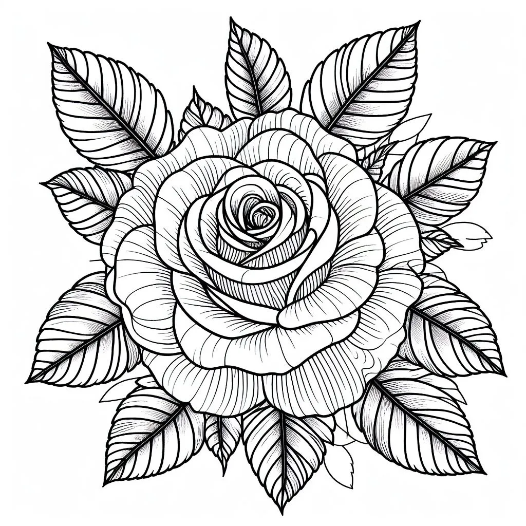 Rose Flower 🌹 Coloring Page