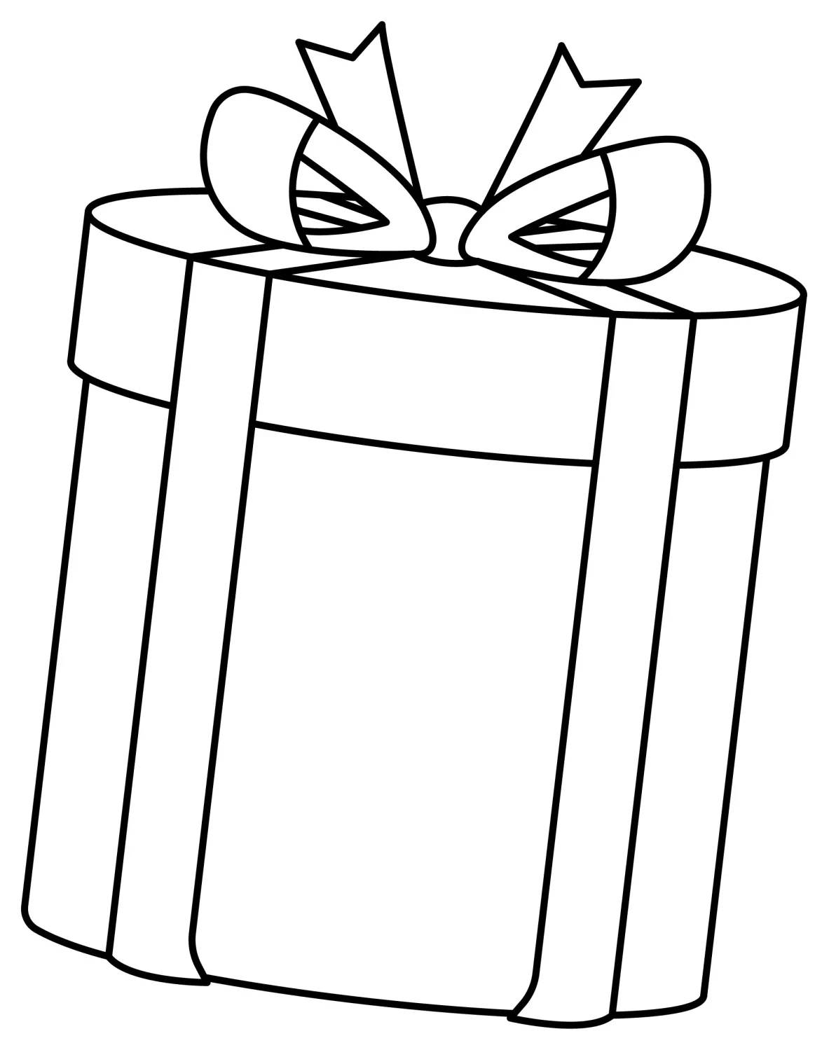 Round Gift Box with a Bow 🎁🎀🎉 Coloring Page