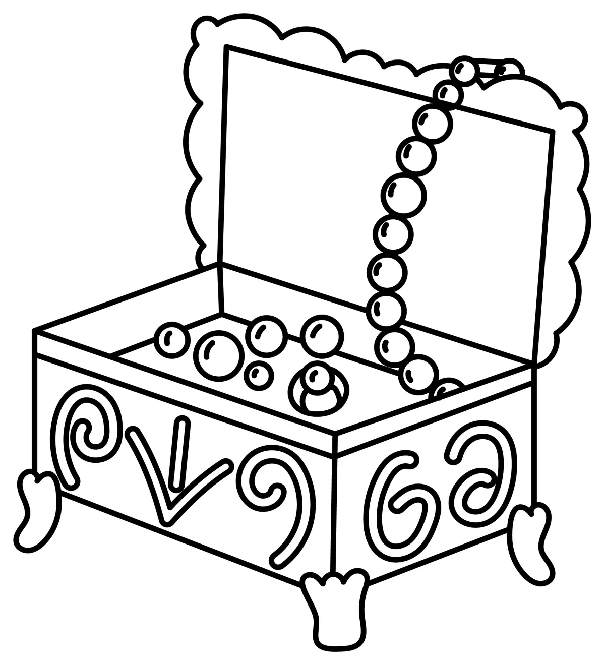 Royal Jewelry Box with Pearls and Gems 💎👑✨ Coloring Page