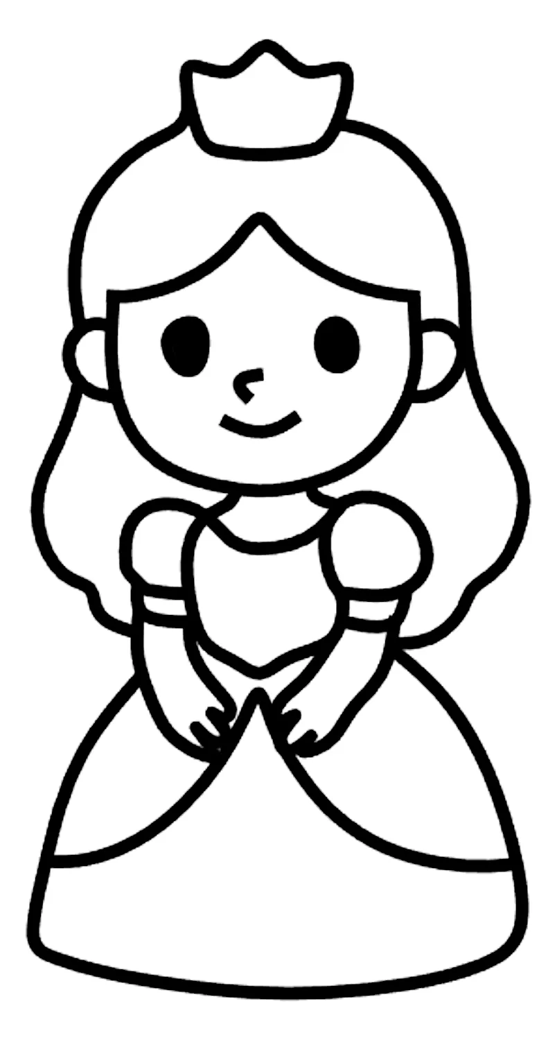 Royal Princess with Crown and Smile 👑😊💖 Coloring Page