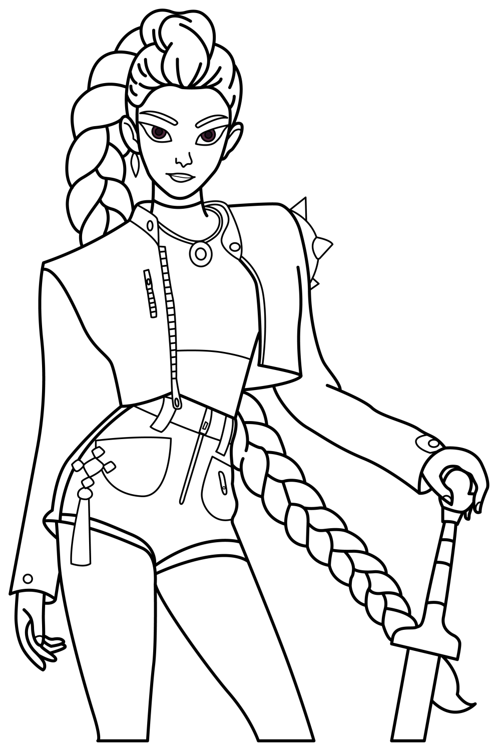 Rumi from K-Pop Demon Hunters 🎤🗡️✨ Coloring Page