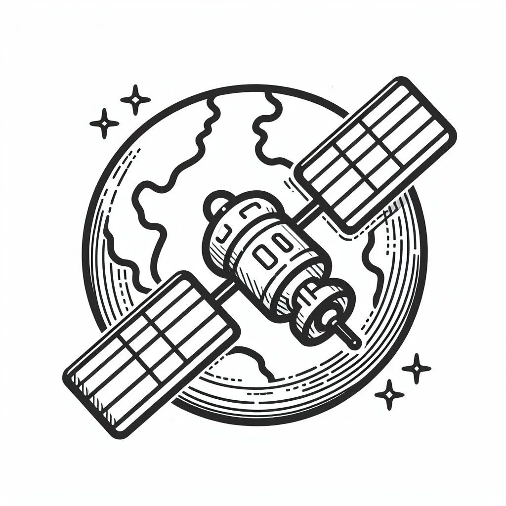 Satellite above Planet Earth 🛰️🌍 Coloring Page