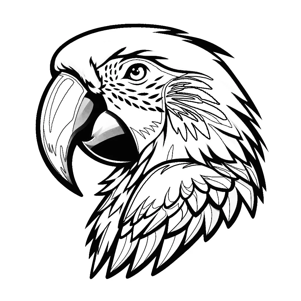 Scarlet Macaw Parrot Bird Head 🌴🌺🦜 Coloring Page