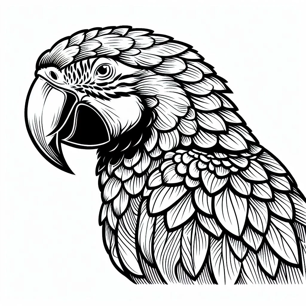 Scarlet Macaw Bird Head 🦜👶 Coloring Page