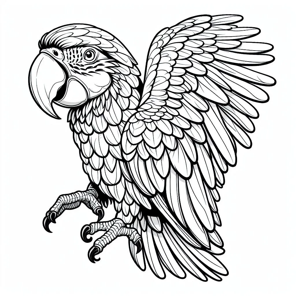 Scarlet Macaw Bird Flying 🦜🕊️ Coloring Page