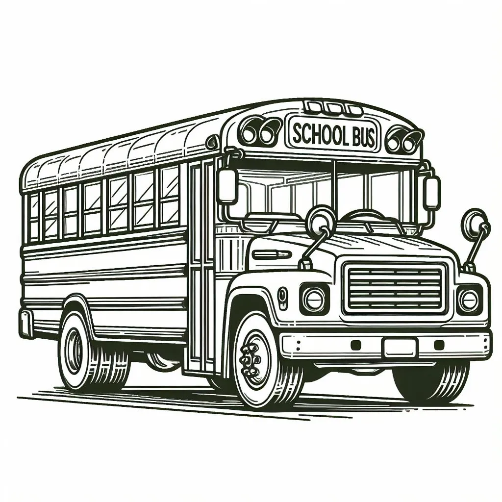 School Bus 🏫🚌 Coloring Page