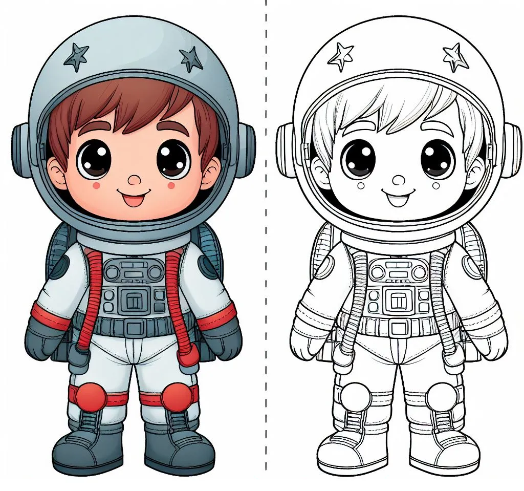 Boy Dressed as Astronaut 🚀🌌👨‍🚀 Coloring Page