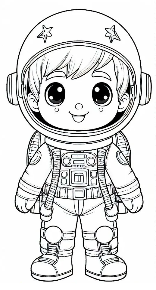 Boy Dressed as Astronaut 🚀🌌👨‍🚀 Coloring Page