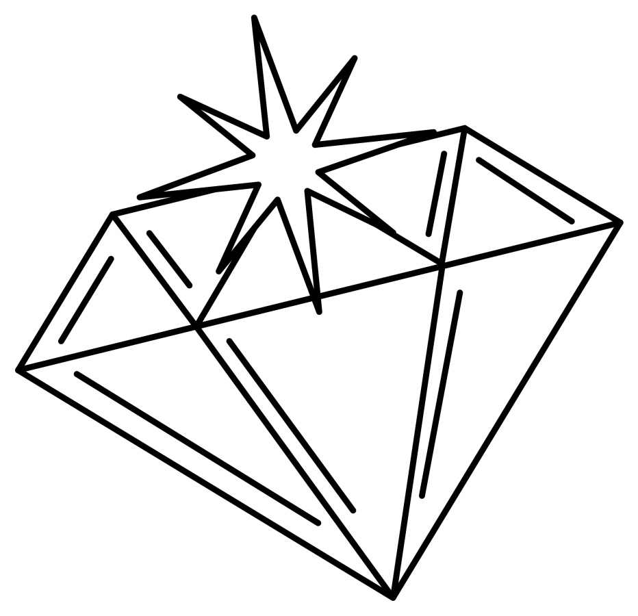 Shiny Diamond with Sparkling Facets 💎✨🌟 Coloring Page