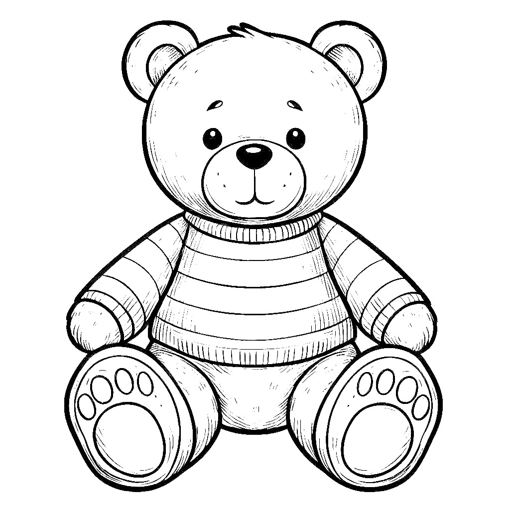 Shy Teddy Bear 🧸 Coloring Page