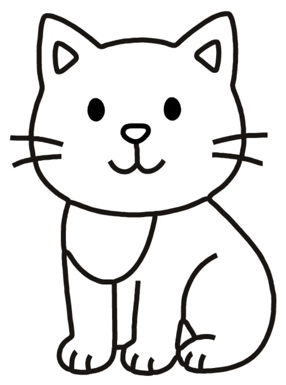 Simple Sitting Cat with a Sweet Face 🐱🧡😺✨🌼 Coloring Page