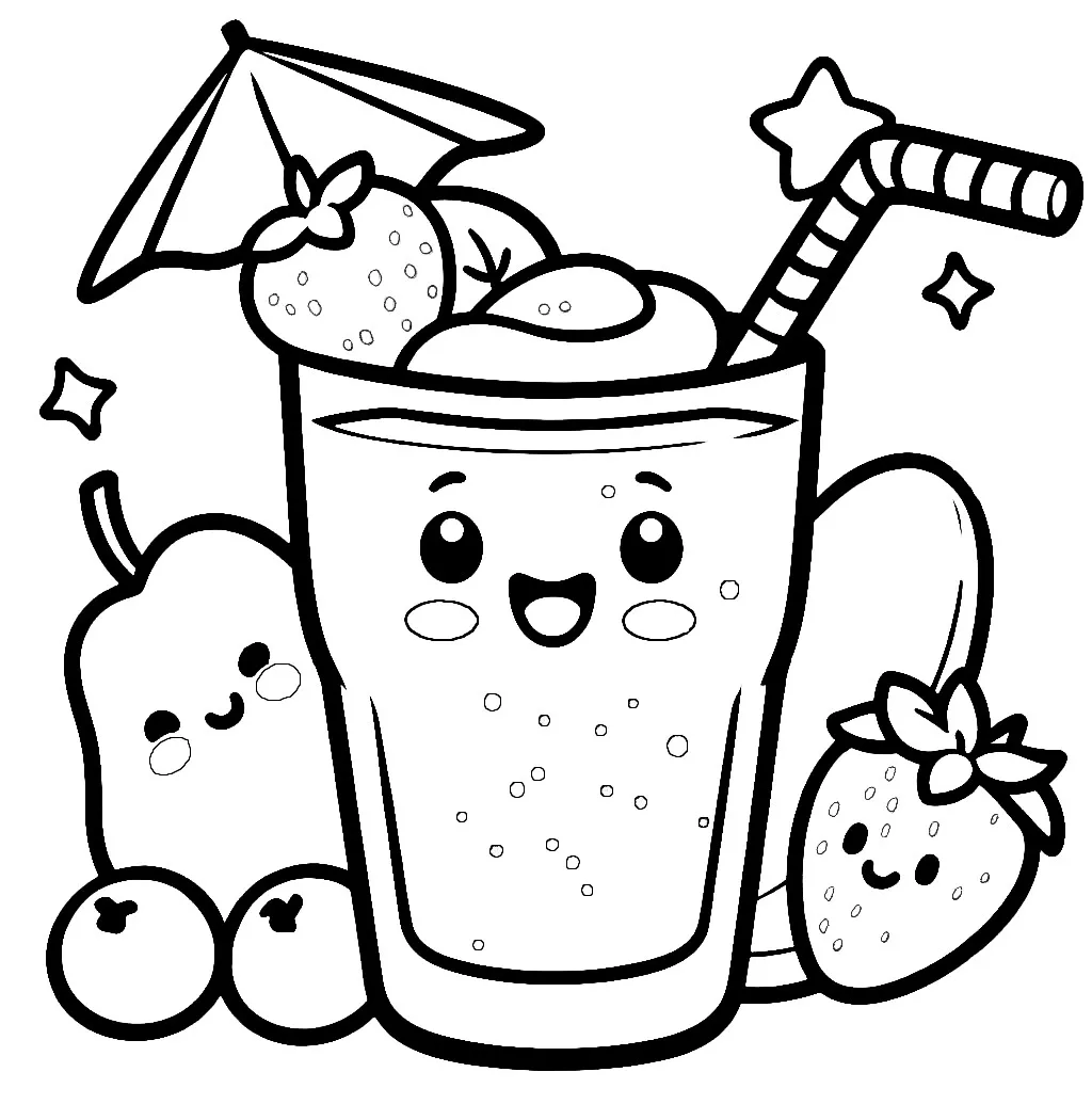 Smoothie with Pear Mango and Berries 🍐🥭🥤 Coloring Page
