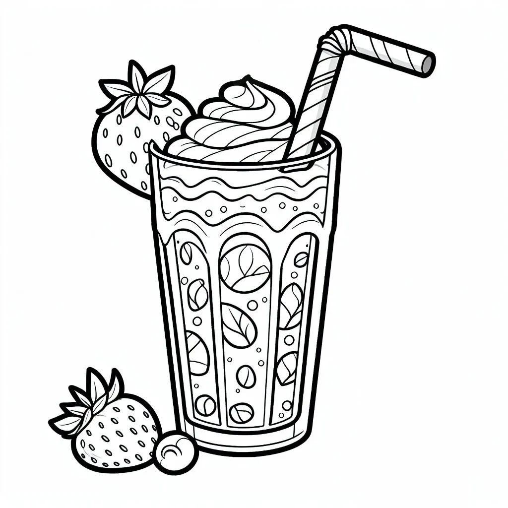 Smoothie Drink Strawberry Blueberry 🥤🍓🫐 Coloring Page