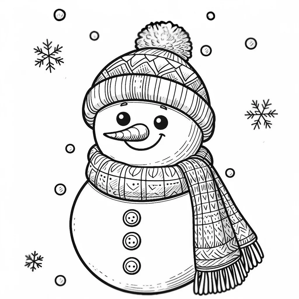 Cute Snowman ❄️🧣⛄ Coloring Page