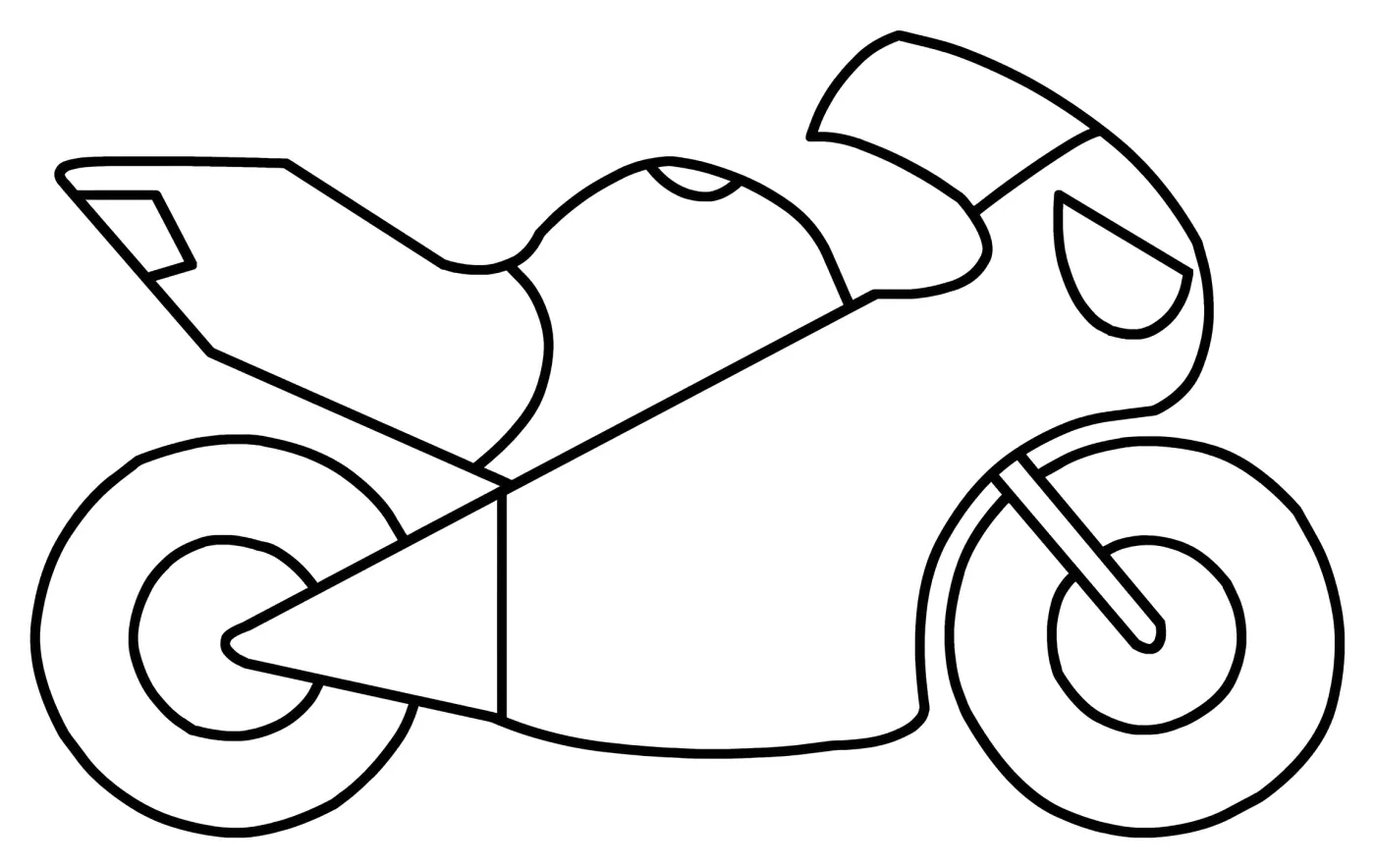 A Sleek Motorcycle with an Aerodynamic Design and Windshield 🏍️💨🛣️ Coloring Page