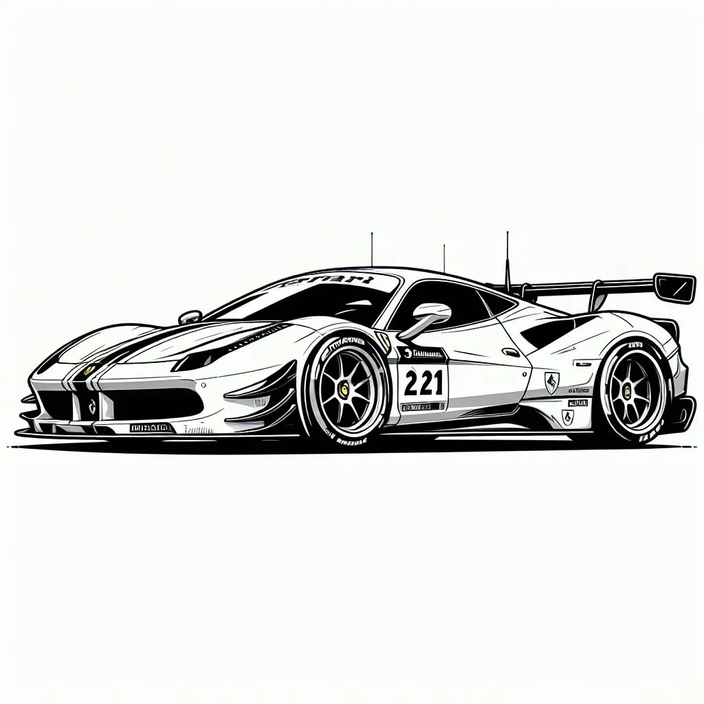 Sports Race Car 🏎️🏁 Coloring Page