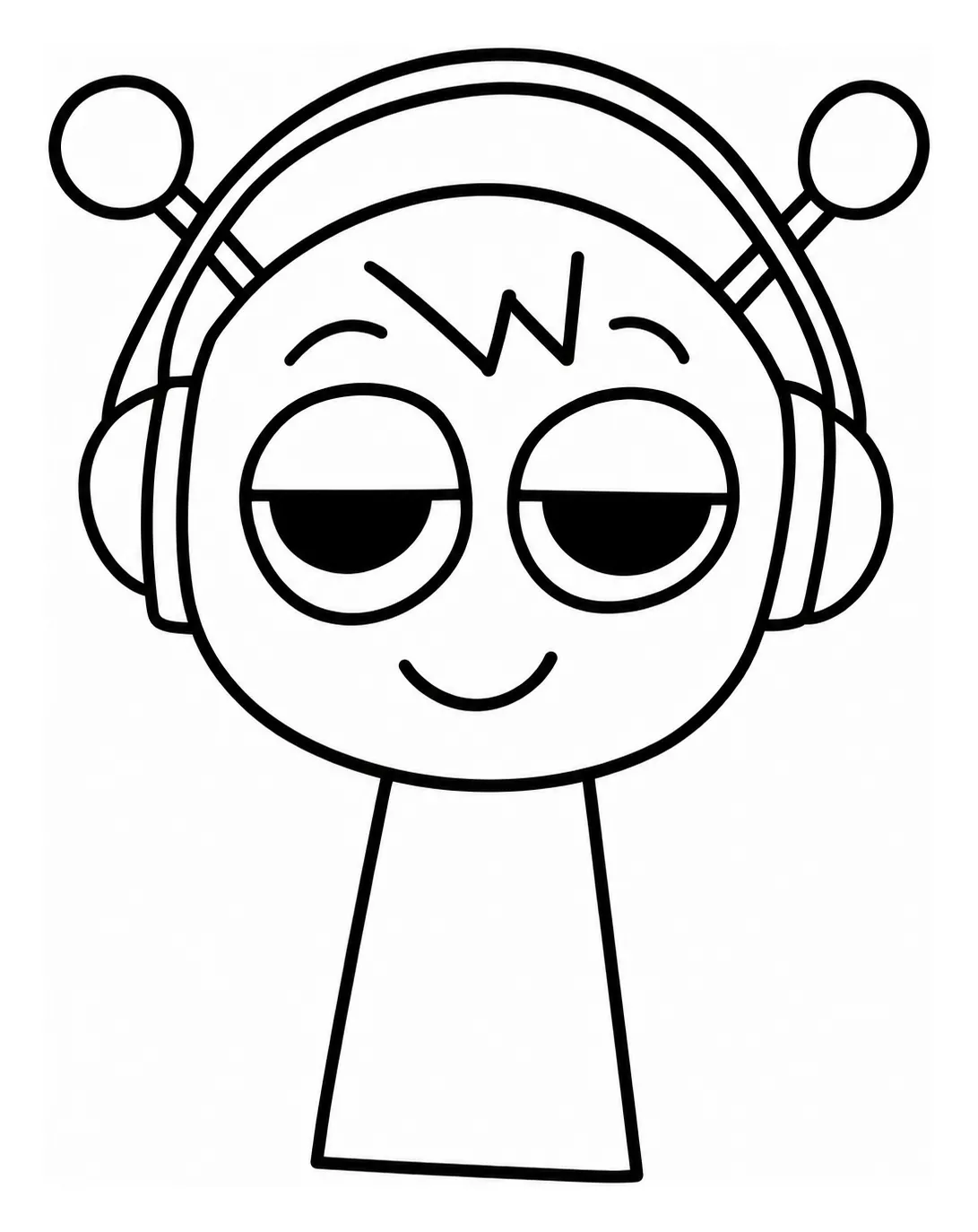 Sprunki Oren the First Beatmaker with Headphones 🎵🎧🎶 Coloring Page
