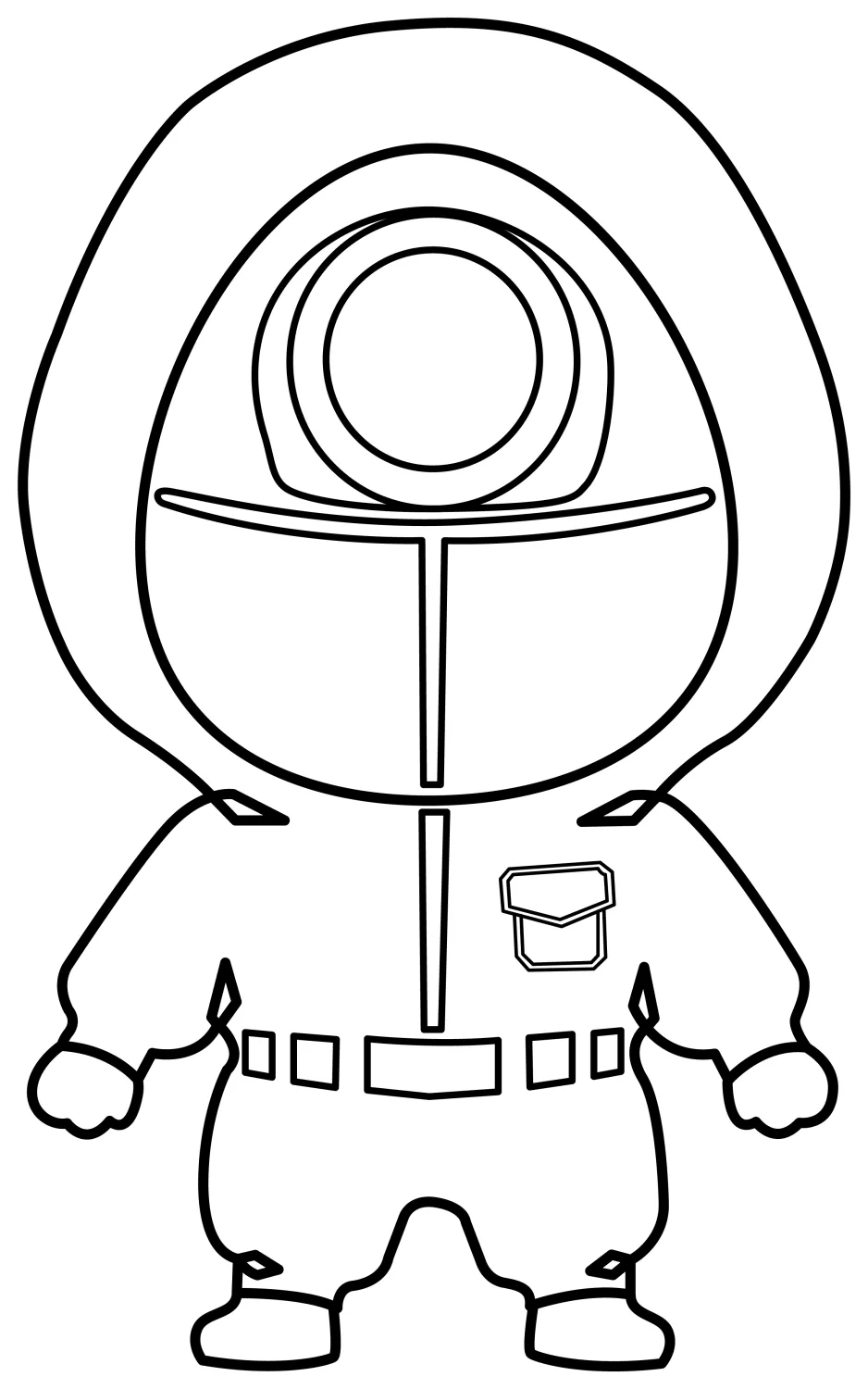 Cute Squid Game Circle Mask Guard 🎲🎮🔒 Coloring Page
