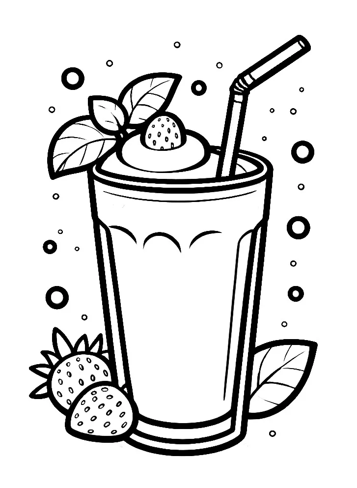 Strawberry Smoothie 🍓🥤🌞 Coloring Page
