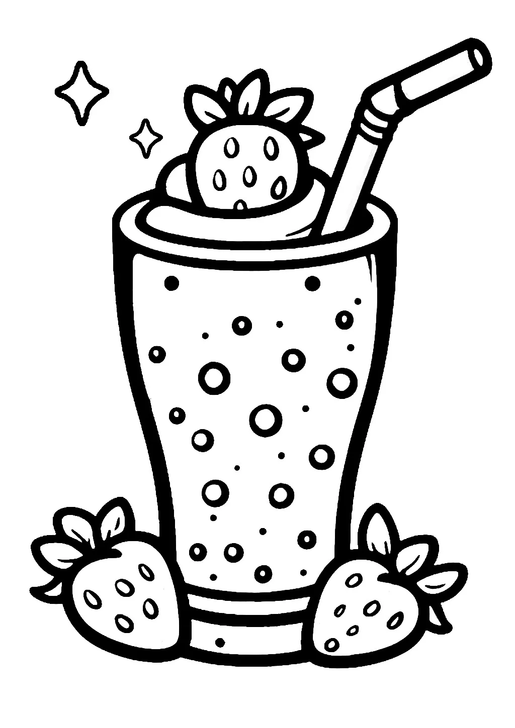 Strawberry Smoothie with Straw 🍓🥤🌞 🍓🥤🌞 Coloring Page