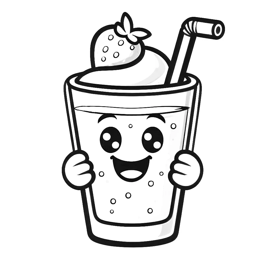 Strawberry Smoothie 🍓🥤 Coloring Page